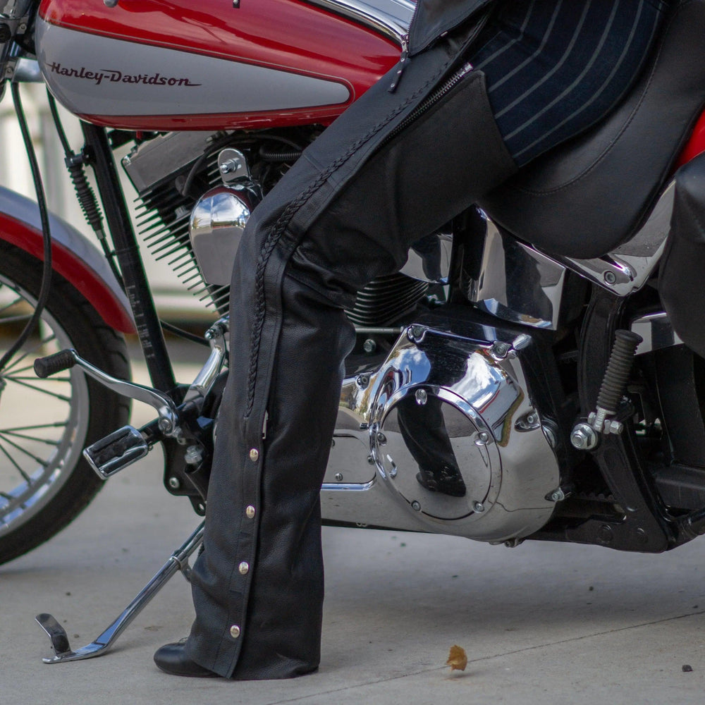 Open Road Women's Braid Detail Premium Leather Chaps EX-STOCK Canada