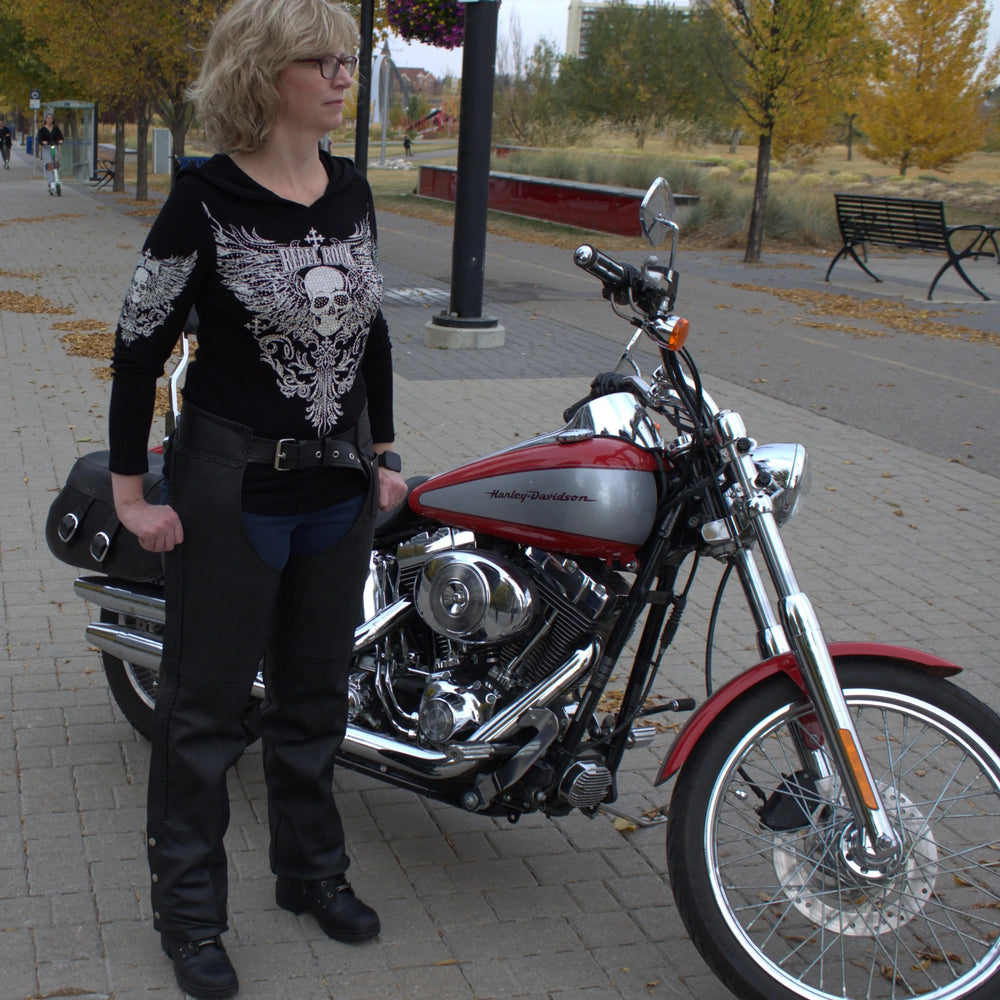 Pantalones de cuero de primera calidad para mujer Open Road con detalle de trenzasEX-STOCK Canada