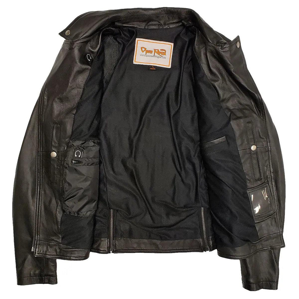 Veste de moto en cuir classique à capuche pour femmes Open RoadEX-STOCK Canada