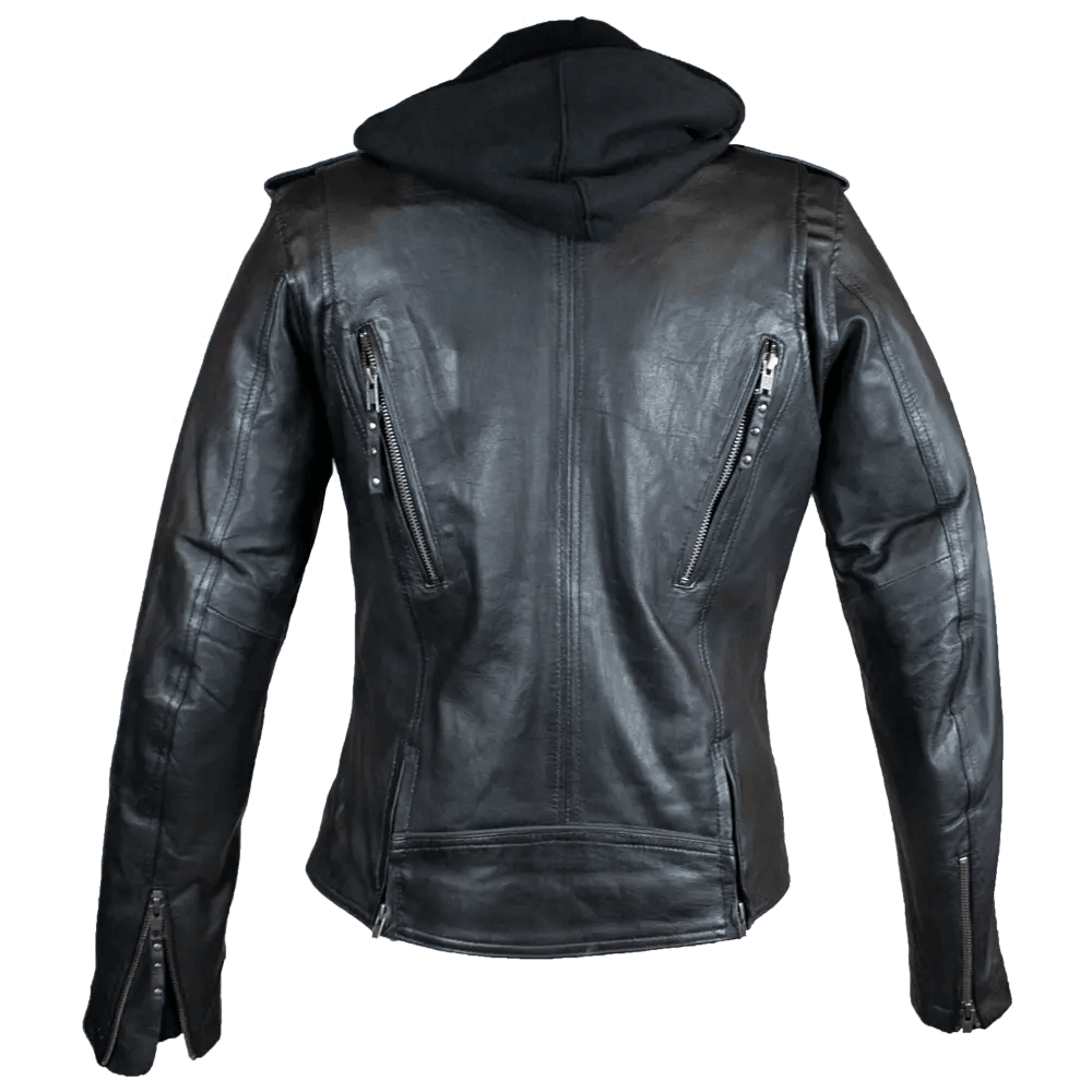 Veste de moto en cuir classique à capuche pour femmes Open RoadEX-STOCK Canada