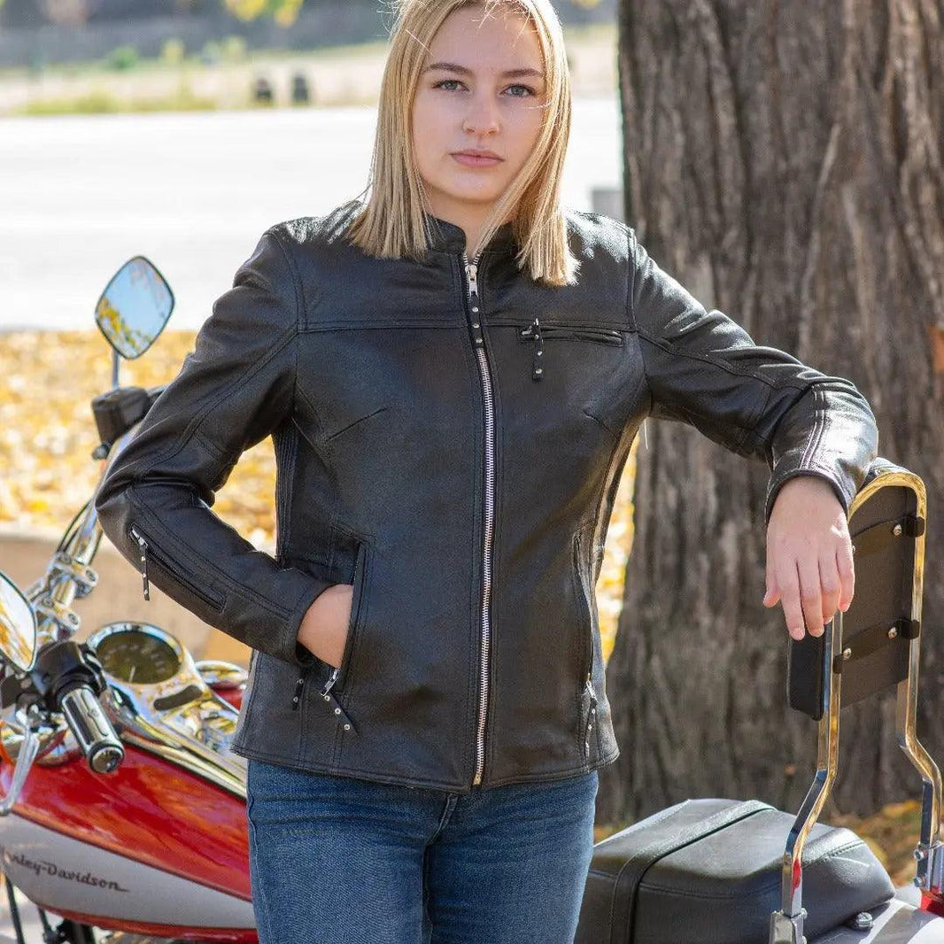 سترة دراجات نارية جلدية نسائية من Open Road Women's RacerEX-STOCK Canada