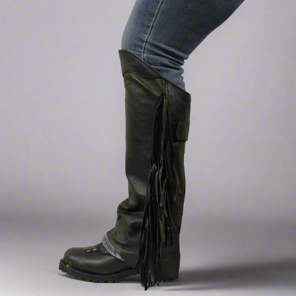 Medias Polainas de Cuero con Flecos Laterales para Mujer Open RoadEX-STOCK Canada