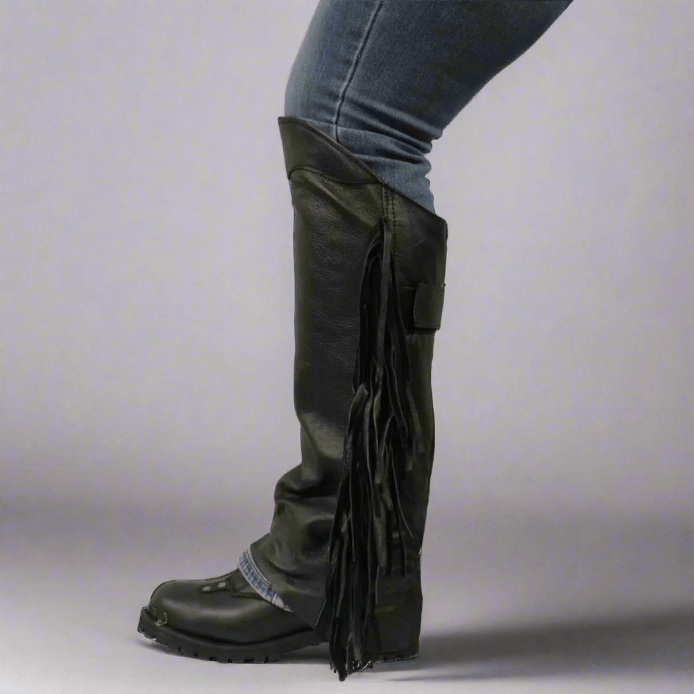 Open Road Women's Side Fringe Leather Half Chaps EX-STOCK Canada