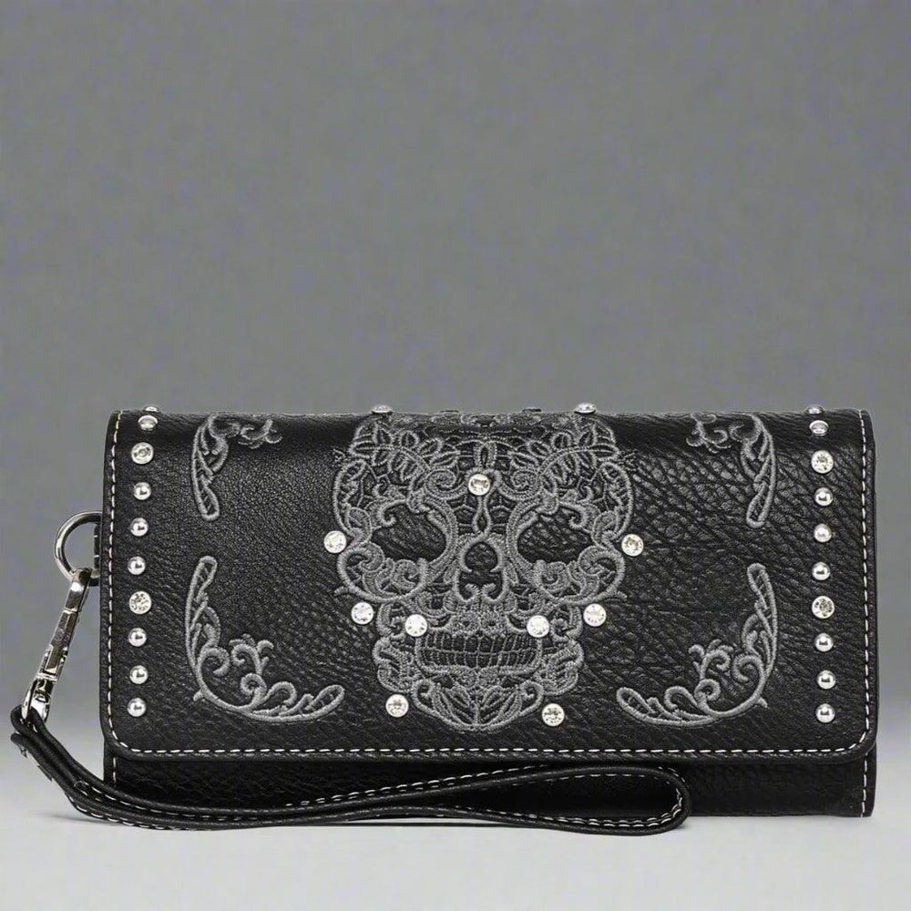 Open Road Women's Sugar Skull Faux Leather Trifold Wallet