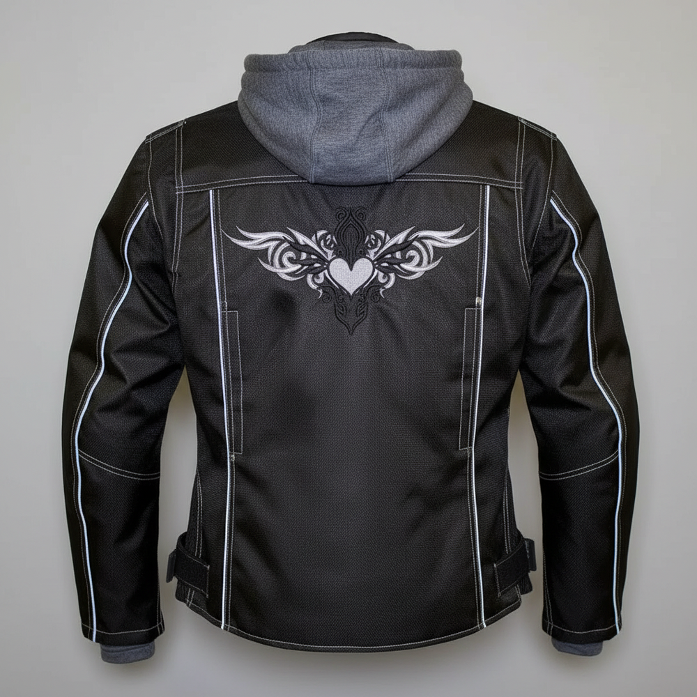 Veste Moto en Textile Réfléchissant pour Femmes Open Road avec Capuche Amovible à Fermeture Éclair
