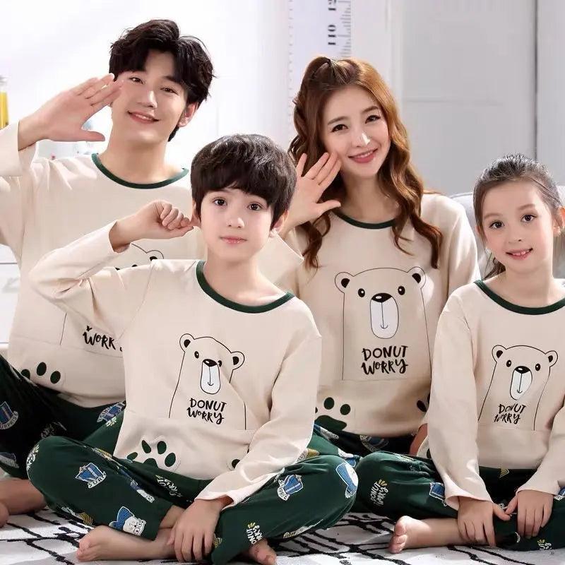 Parent-child Pajamas Cotton Long Sleeve Cartoon Children's Loungewear - EX-STOCK Canada