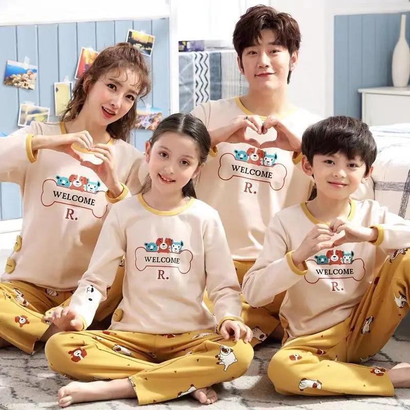 Parent-child Pajamas Cotton Long Sleeve Cartoon Children's Loungewear - EX-STOCK Canada