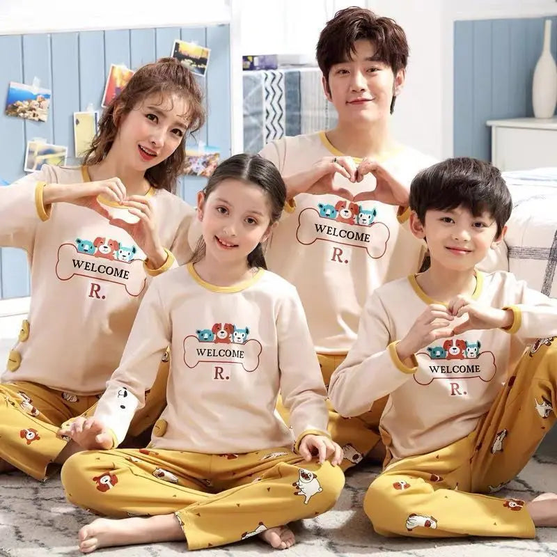 Parent-child Pajamas Cotton Long Sleeve Cartoon Children's Loungewear - EX-STOCK Canada