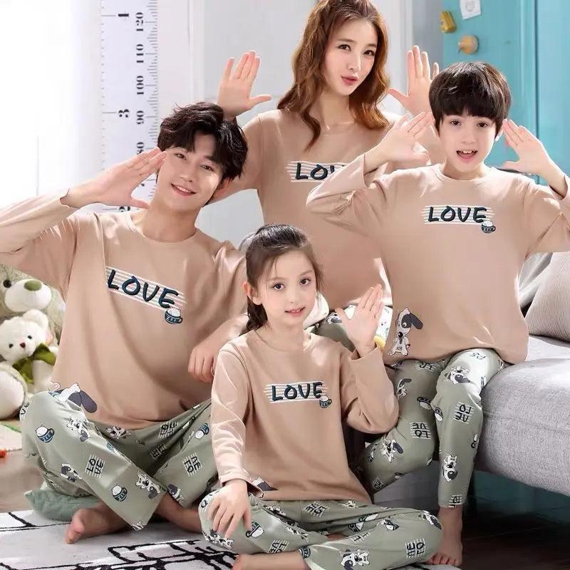 Parent-child Pajamas Cotton Long Sleeve Cartoon Children's Loungewear - EX-STOCK Canada
