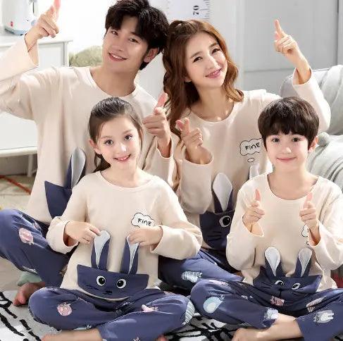 Parent-child Pajamas Cotton Long Sleeve Cartoon Children's Loungewear - EX-STOCK Canada
