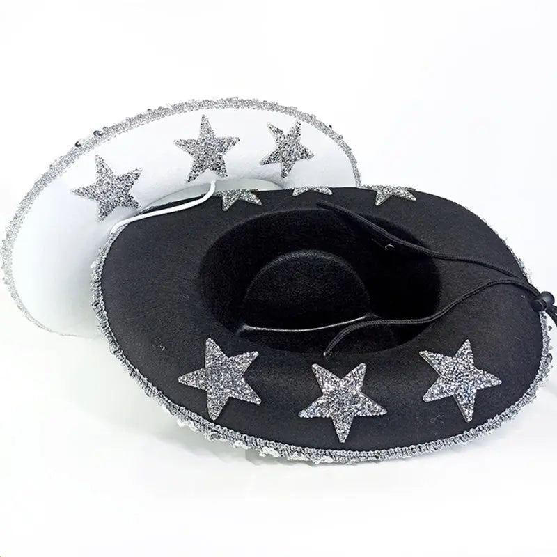 Party Black Bilateral Sequined Cowboy Hat - EX-STOCK Canada