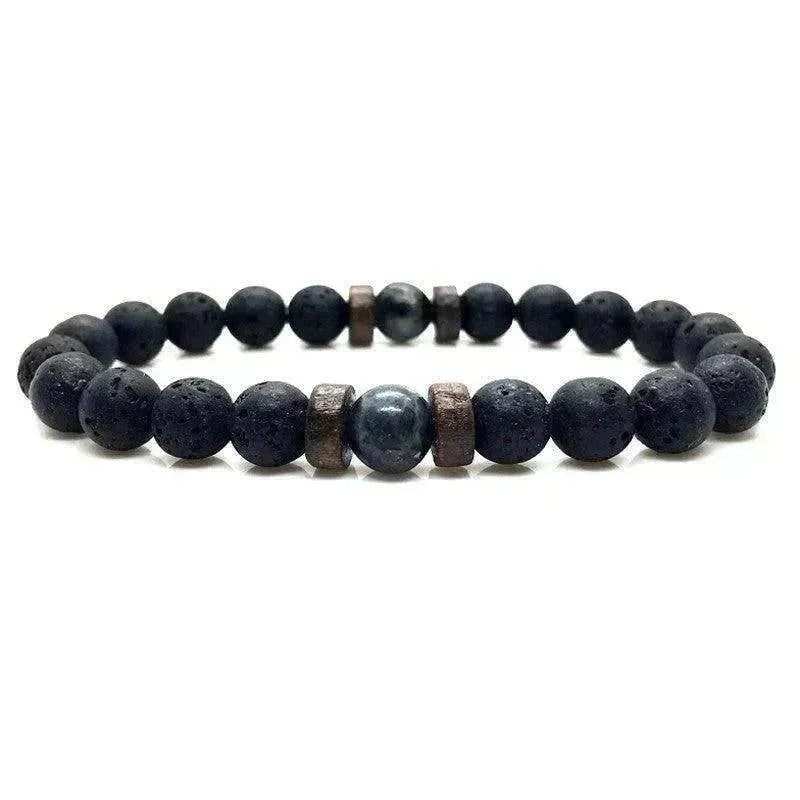 Bracelet pour hommes en pierre volcanique noire - EX-STOCK Canada