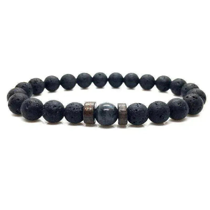 Bracelet pour hommes en pierre volcanique noire - EX-STOCK Canada