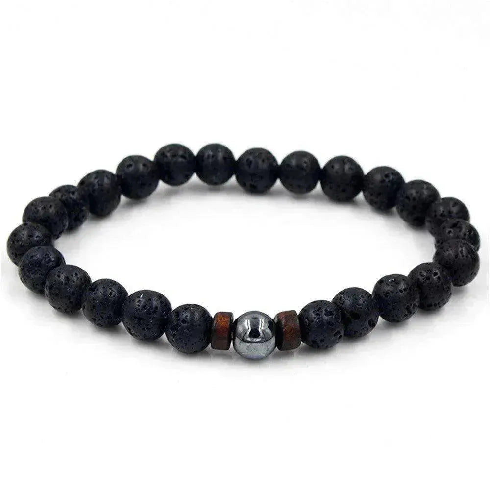 Bracelet pour hommes en pierre volcanique noire - EX-STOCK Canada