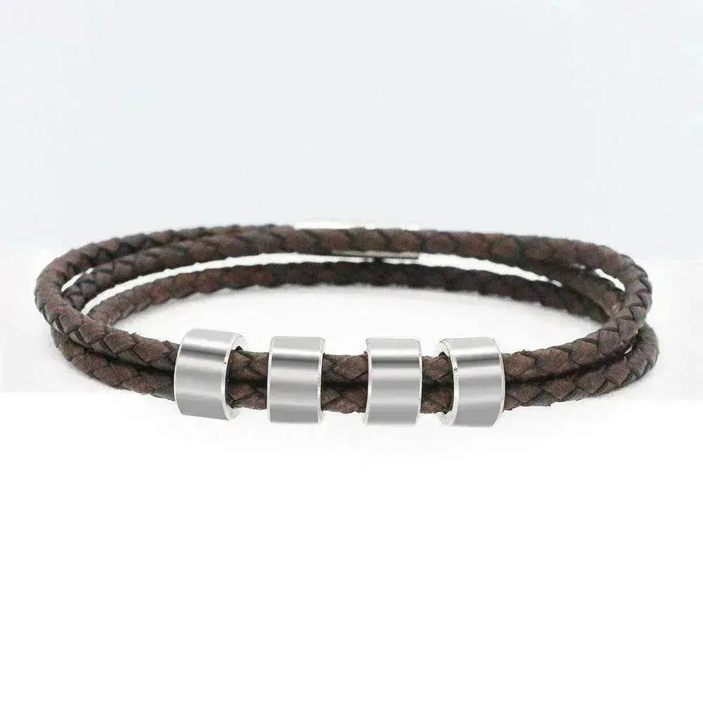 Personalized Beads Stainless steel engraved woven Hand Rope bracelet - EX-STOCK Canada