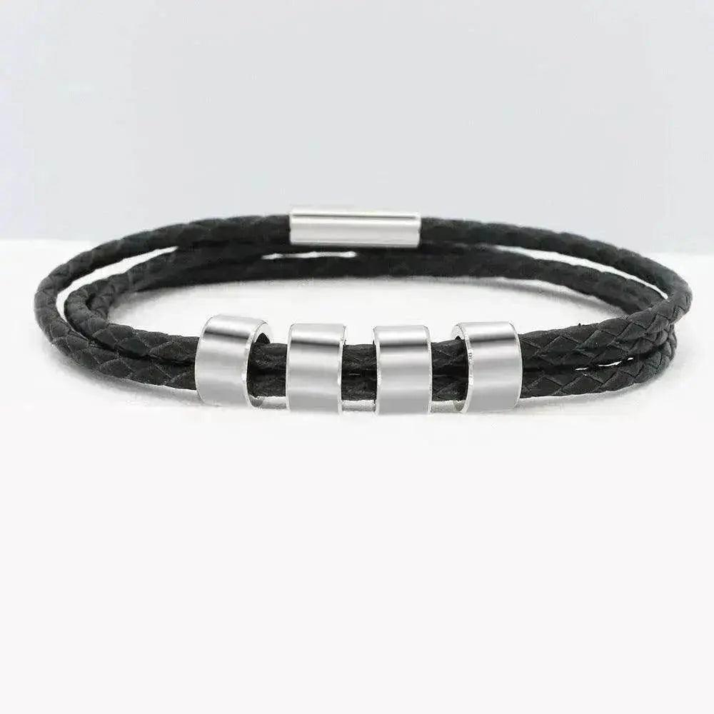 Personalized Beads Stainless steel engraved woven Hand Rope bracelet - EX-STOCK Canada