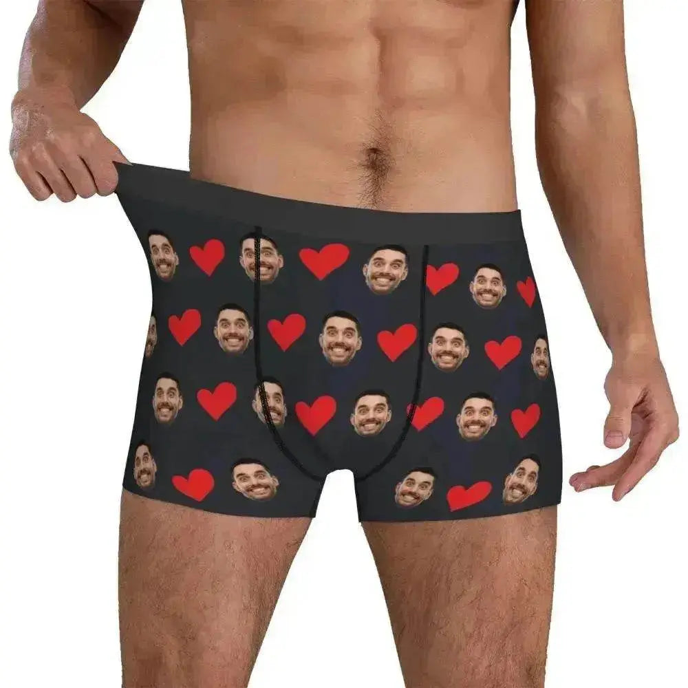 Personalized Face Photo Underwear Custom Heart Boxer Briefs Custom Men Briefs Gift For Husband - Anniversary Gift For Dad - EX-STOCK Canada
