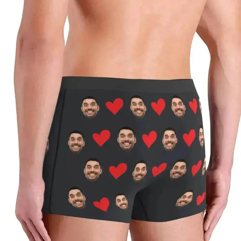 Personalized Face Photo Underwear Custom Heart Boxer Briefs Custom Men Briefs Gift For Husband - Anniversary Gift For Dad - EX-STOCK Canada