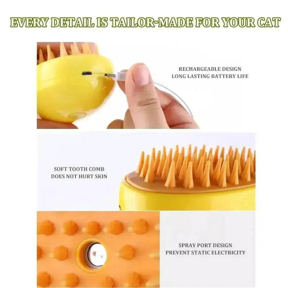 Peigne de massage électrique pour animaux avec spray et brosse vapeur - EX-STOCK Canada