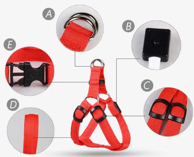Pet Products LED Luminous Dog Chest Strap Large Dog Luminous Dog Leash EX-STOCK Canada