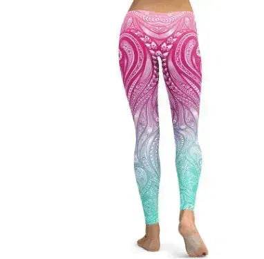 Pink+Turquoise Mandala Weave Yoga/Workout Leggings - EX-STOCK Canada