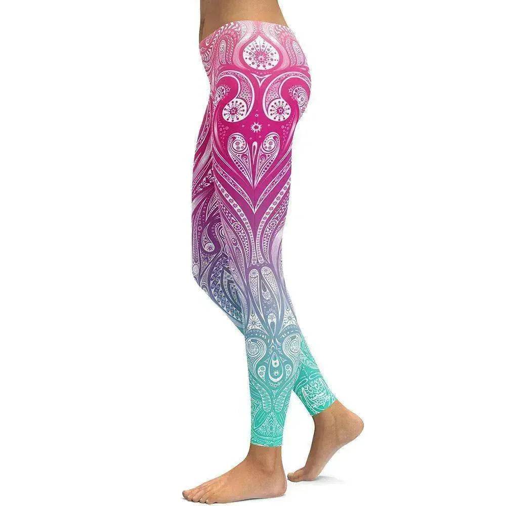 Pink+Turquoise Mandala Weave Yoga/Workout Leggings - EX-STOCK Canada
