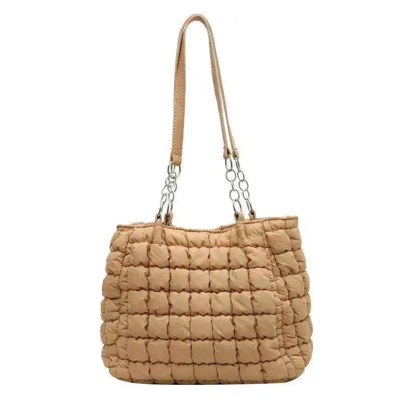 Plaid Down Handbags Large Capacity Bubble Tote Bag - EX-STOCK Canada