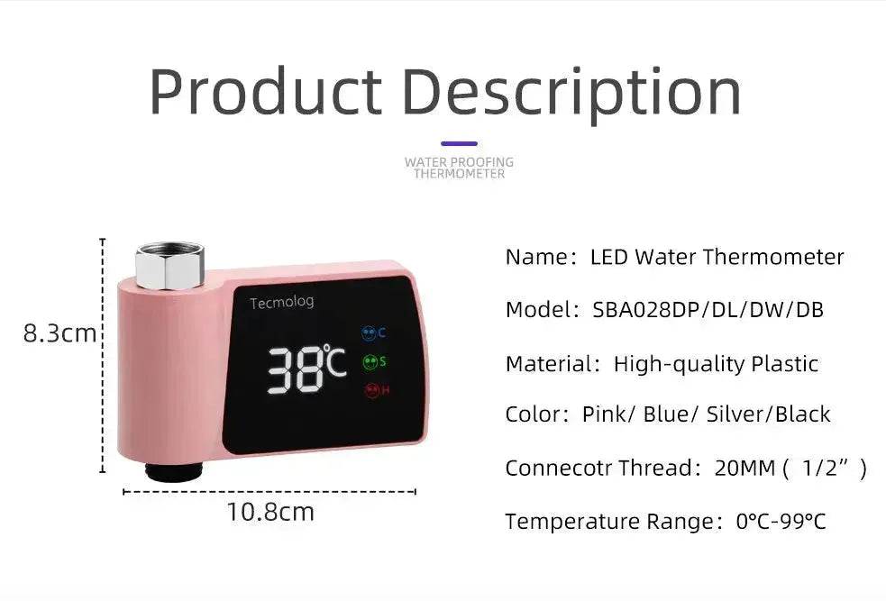 Plastic Visual Shower Faucet No Power Consumption Water Thermometer Bath - EX-STOCK Canada