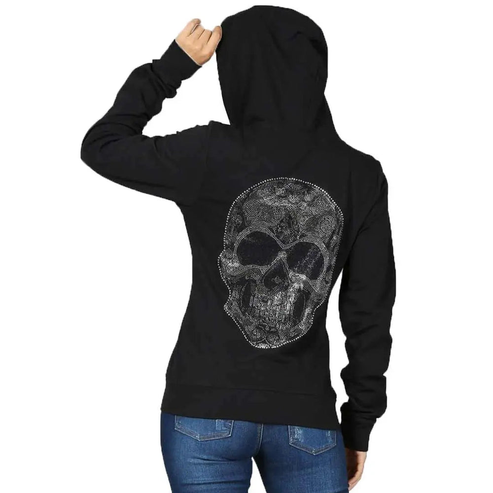 Sudadera con capucha de cremallera completa para mujer Platinum Plush con calaveraEX-STOCK Canada