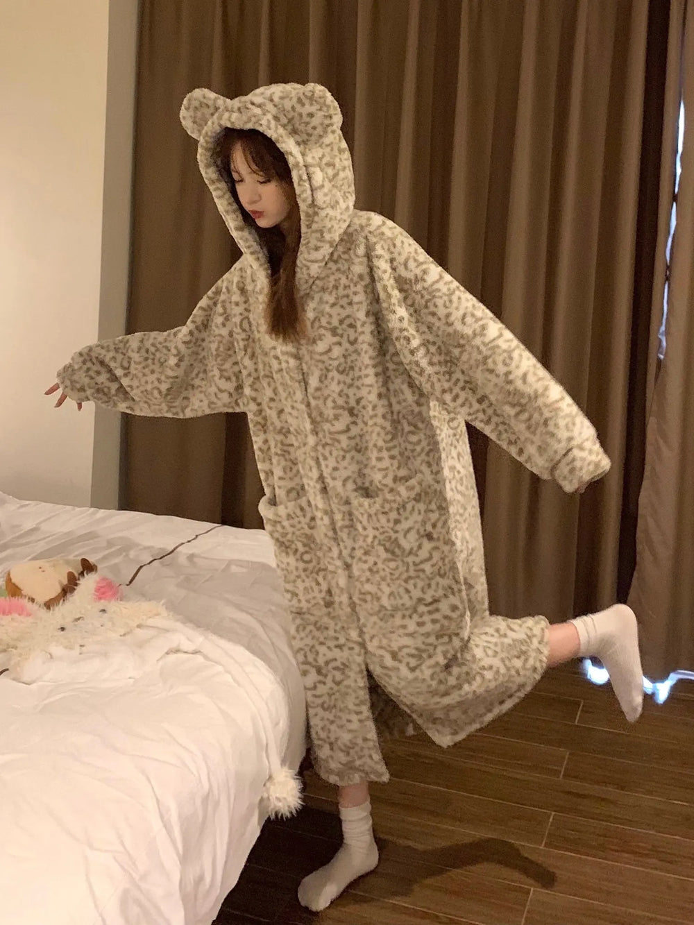 Plus Size Coral Velvet Pajamas Fleece Lined For Women Thick Night-robe - EX-STOCK Canada