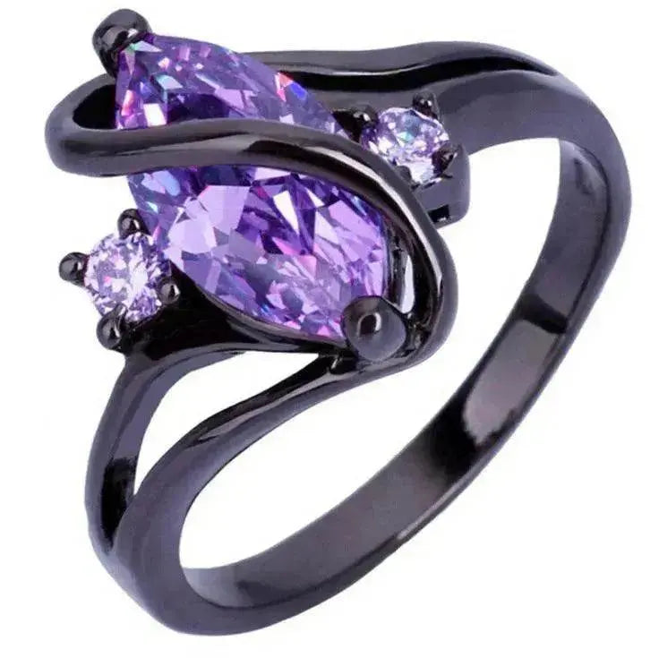 Popular Fashion Luxury Retro Purple Zircon CZ Color Crystal Ring Ladies Engagement Jewelry Stainless Steel Ring - EX-STOCK Canada