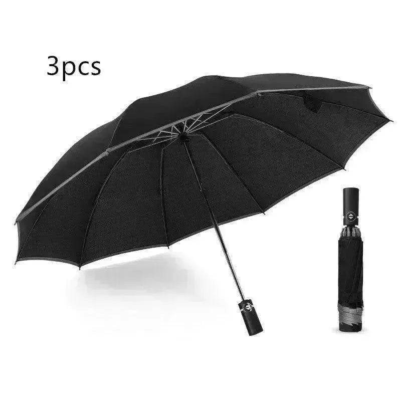 Portable Windproof Umbrella, 10Ribs Auto Close, Reflective for Safety - EX-STOCK Canada