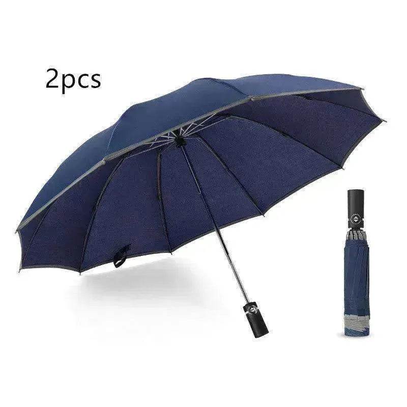 Portable Windproof Umbrella, 10Ribs Auto Close, Reflective for Safety - EX-STOCK Canada