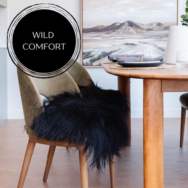 Black Icelandic Sheepskin Chair Pad EX-STOCK Canada