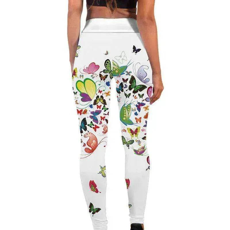 Printed Floral Butterfly Leggings High Waist Slim Yoga Pants Leggings - EX-STOCK Canada