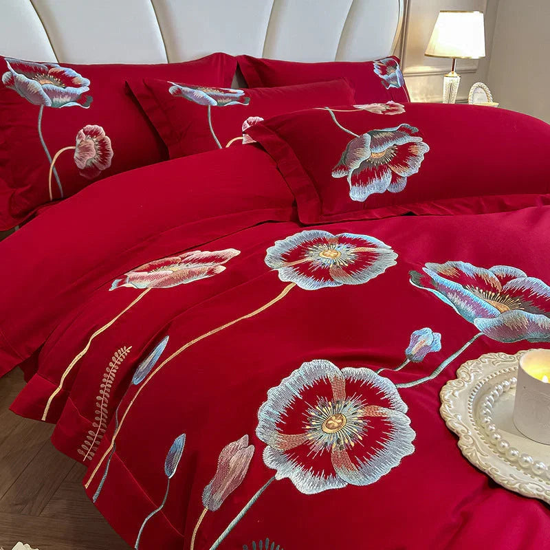 Set di Biancheria da Letto in Cotone Puro, Copripiumino Ricamato in Cotone a Fibra Lunga, Set Quattro PezziEX-STOCK Canada