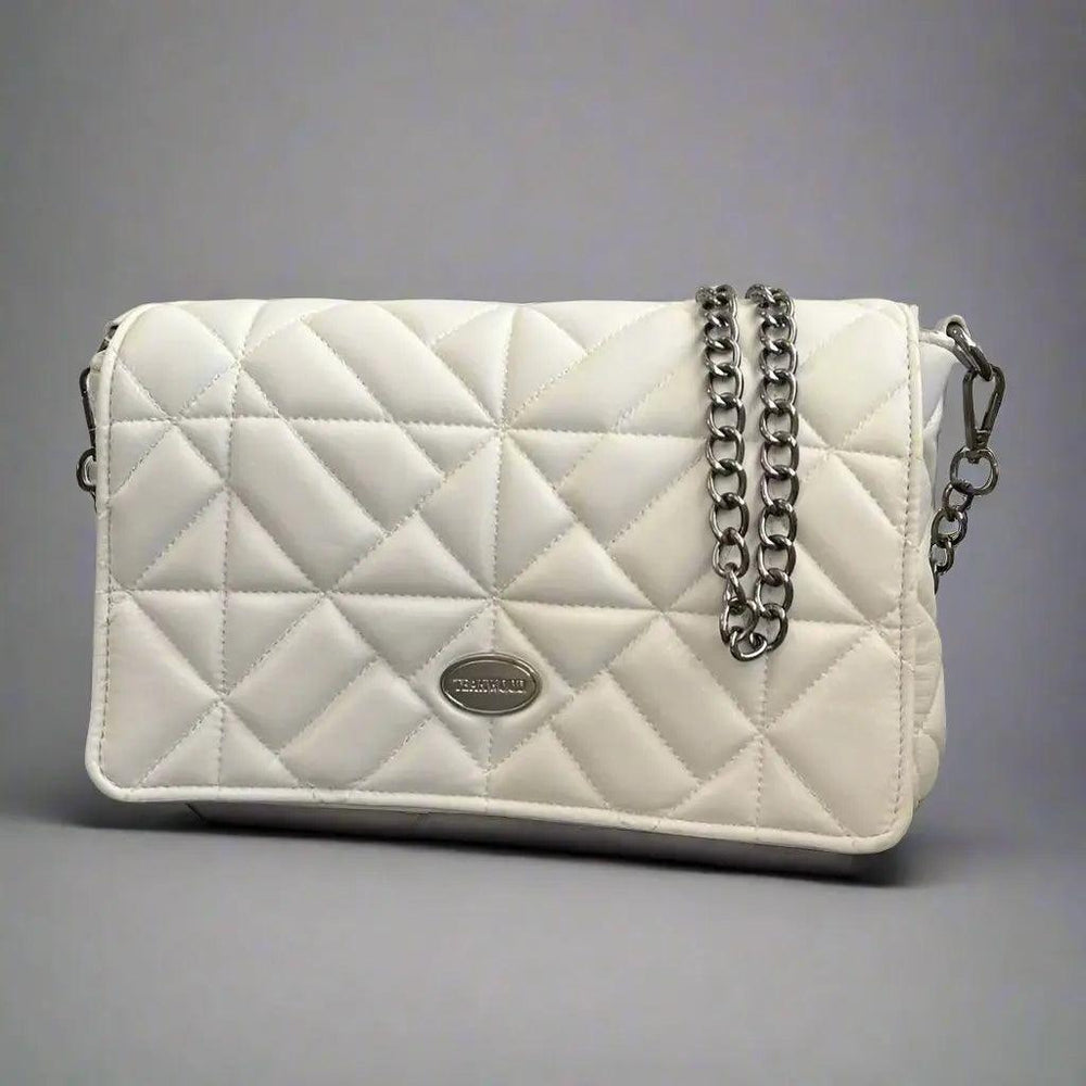 Quilted Soft Leather Crossbody Bag with Chain Strap - EX-STOCK Canada