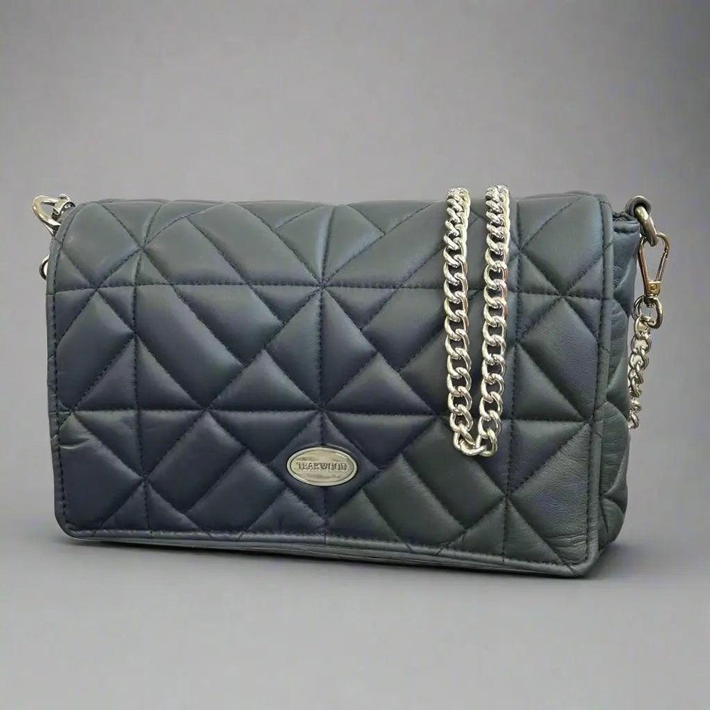 Quilted Soft Leather Crossbody Bag with Chain Strap - EX-STOCK Canada