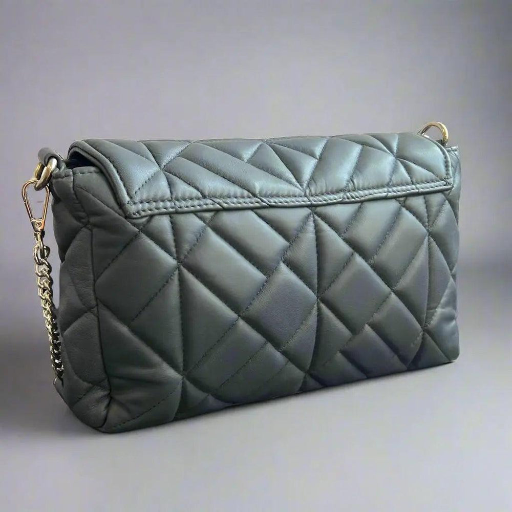 Quilted Soft Leather Crossbody Bag with Chain Strap - EX-STOCK Canada
