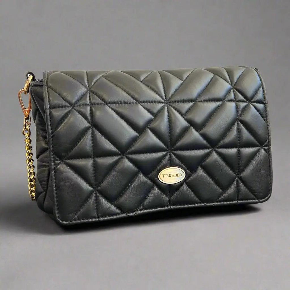 Quilted Soft Leather Crossbody Bag with Chain Strap | EX-STOCK Canada