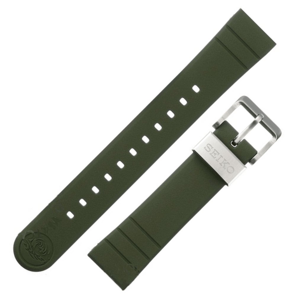 Bracelet en caoutchouc SEIKO vert armée OEM 20 mm | R03L011J0