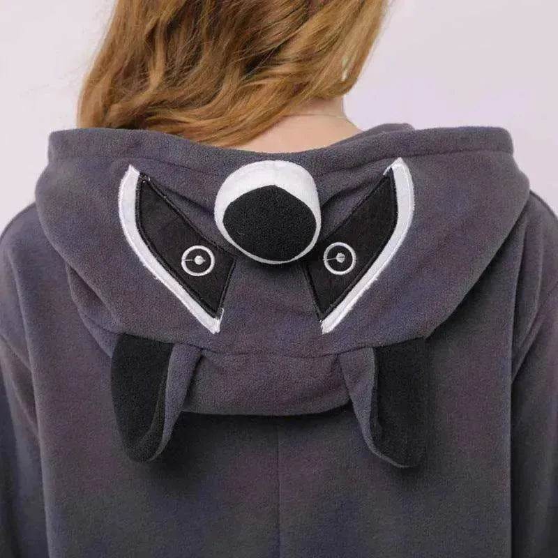 Raccoon cartoon animal one-piece pajamas polar fleece material - EX-STOCK Canada