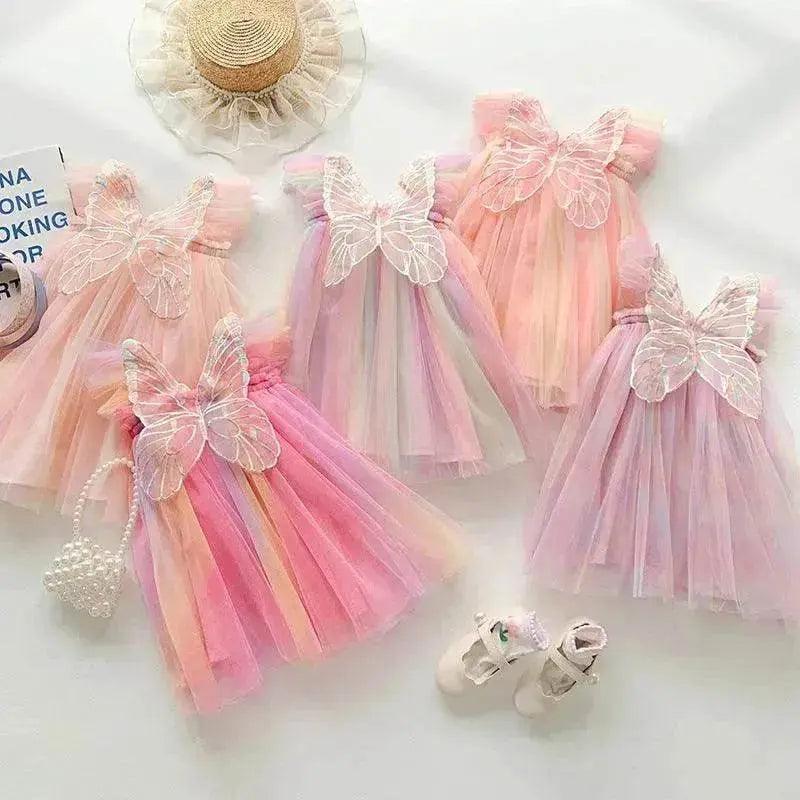 Robe de fille en maille avec ailes de papillon arc-en-ciel - EX-STOCK Canada
