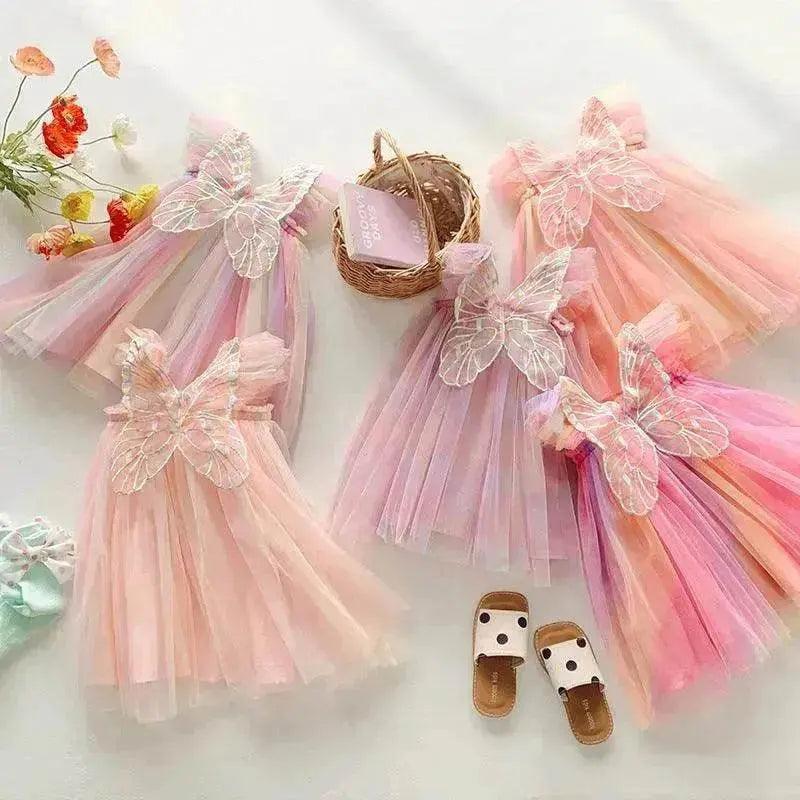 Robe de fille en maille avec ailes de papillon arc-en-ciel - EX-STOCK Canada