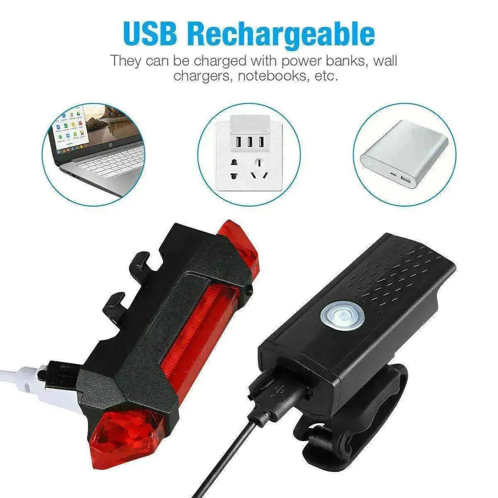 Recharge LED Bike Light Set: Rainproof - EX-STOCK Canada