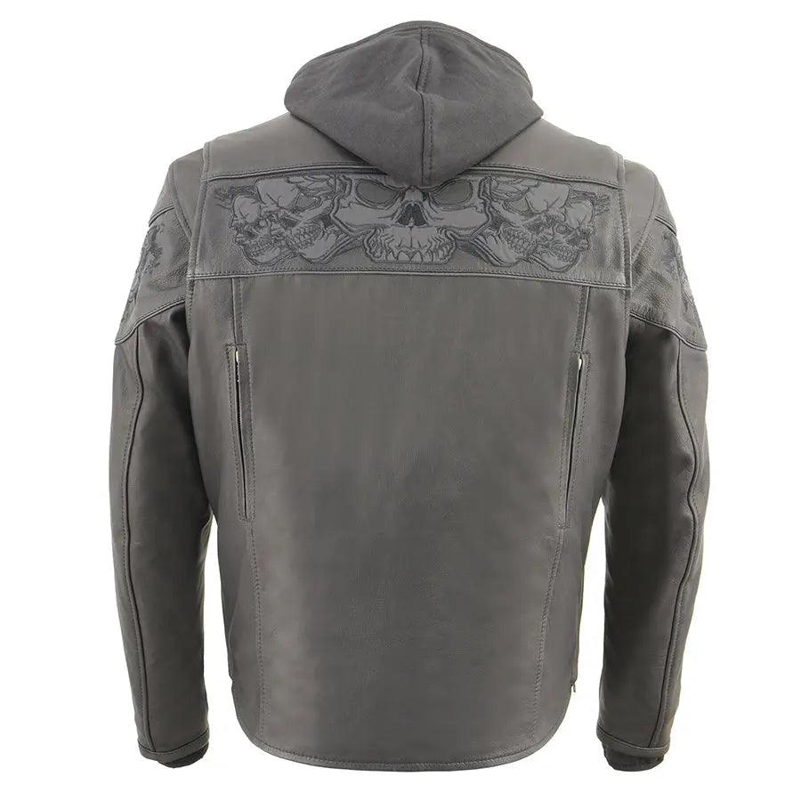 Veste de scooter crossover pour hommes Milwaukee Leather avec crânes réfléchissants et capuche amovible à manches longuesEX-STOCK Canada