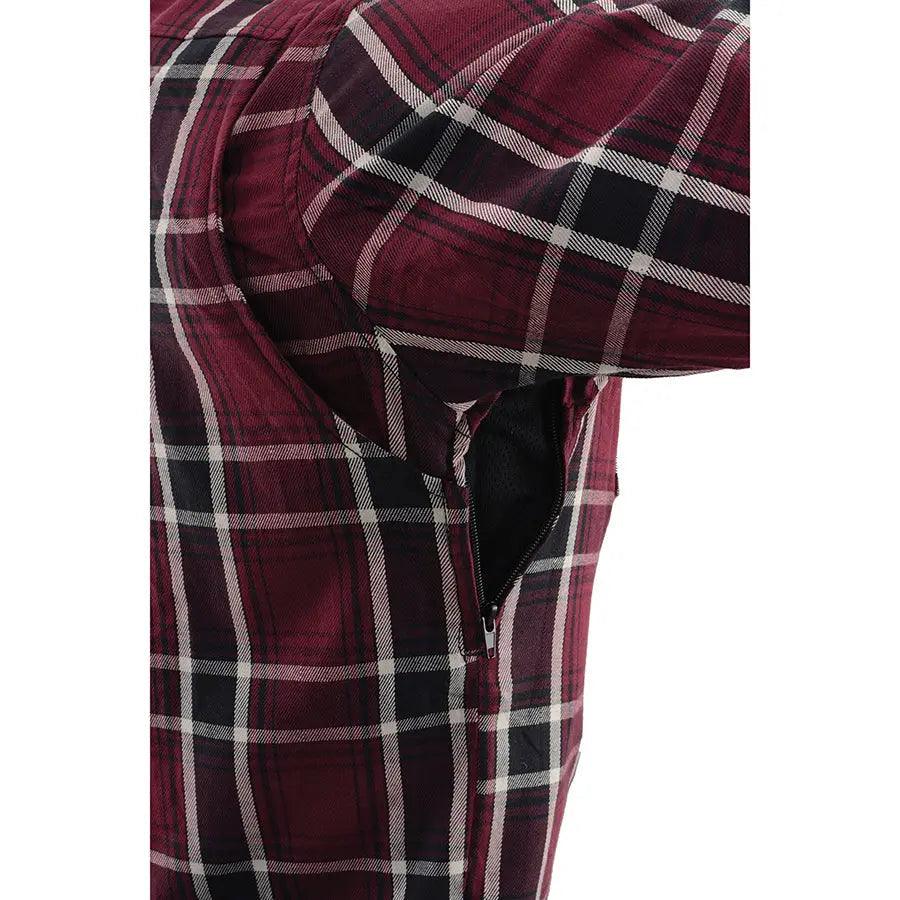 Milwaukee Leather Men's Maroon Checkered Armored Flannel Biker Shirt w/ Reinforced Fibers EX-STOCK Canada