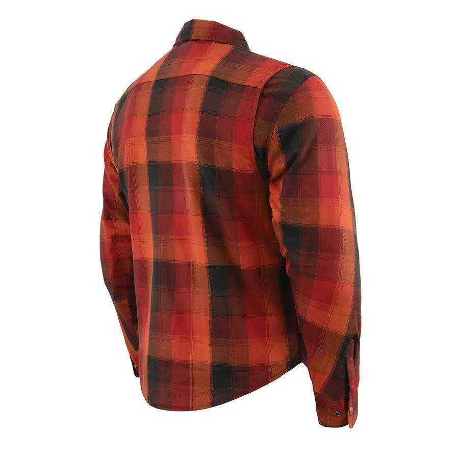 Milwaukee Leather Men's Red & Orange Armored Flannel Biker Shirt w/ Reinforced Fibers EX-STOCK Canada