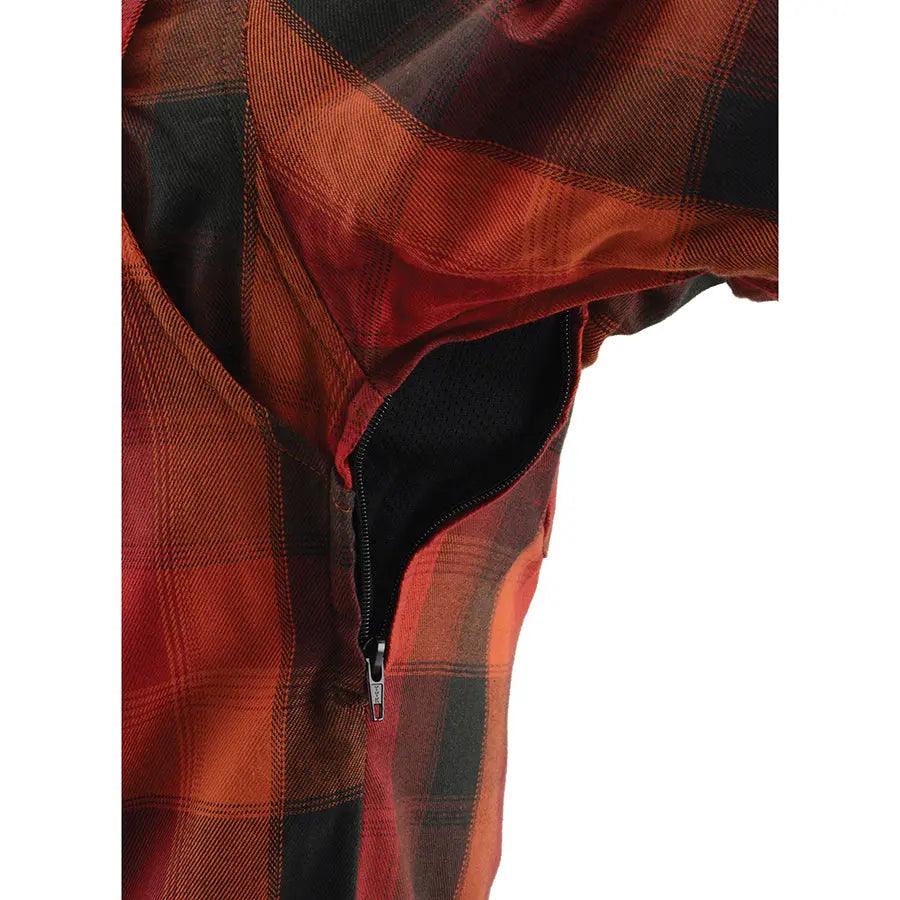 Milwaukee Leather Men's Red & Orange Armored Flannel Biker Shirt w/ Reinforced Fibers EX-STOCK Canada