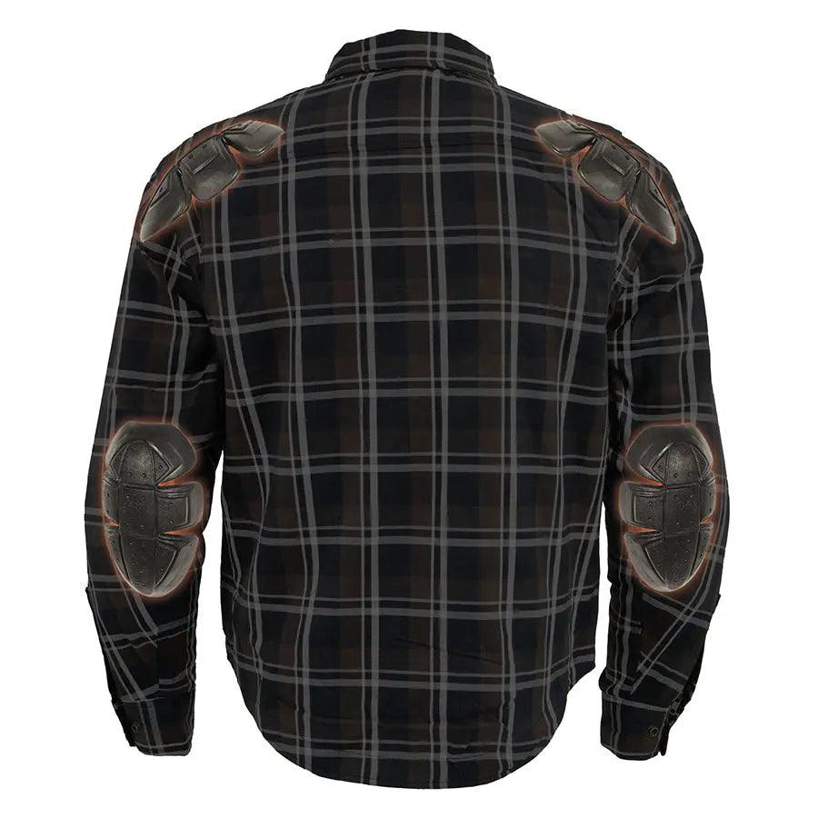 Milwaukee Leather Men's Brown Checkered Armored Flannel Biker Shirt w/ Reinforced Fibers EX-STOCK Canada